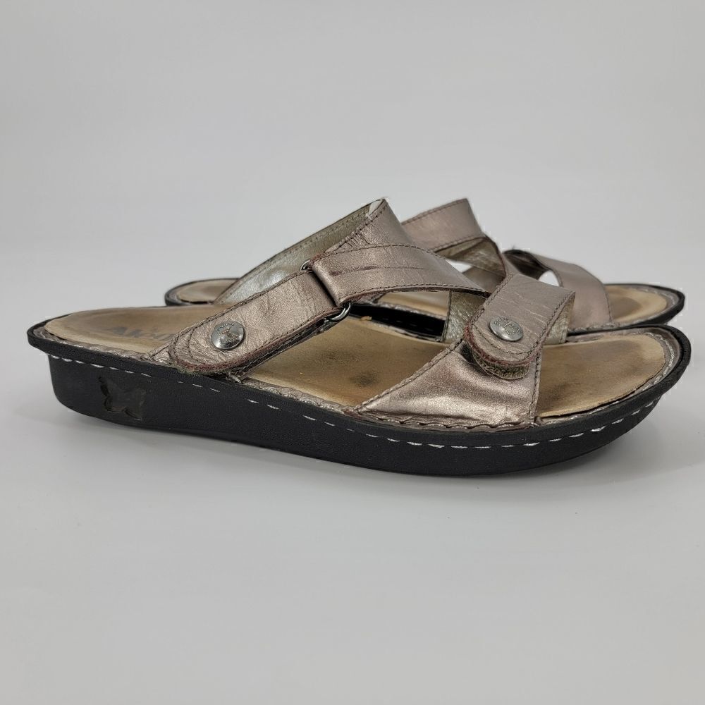 Alegria gold strap sandals slip on platform velcro